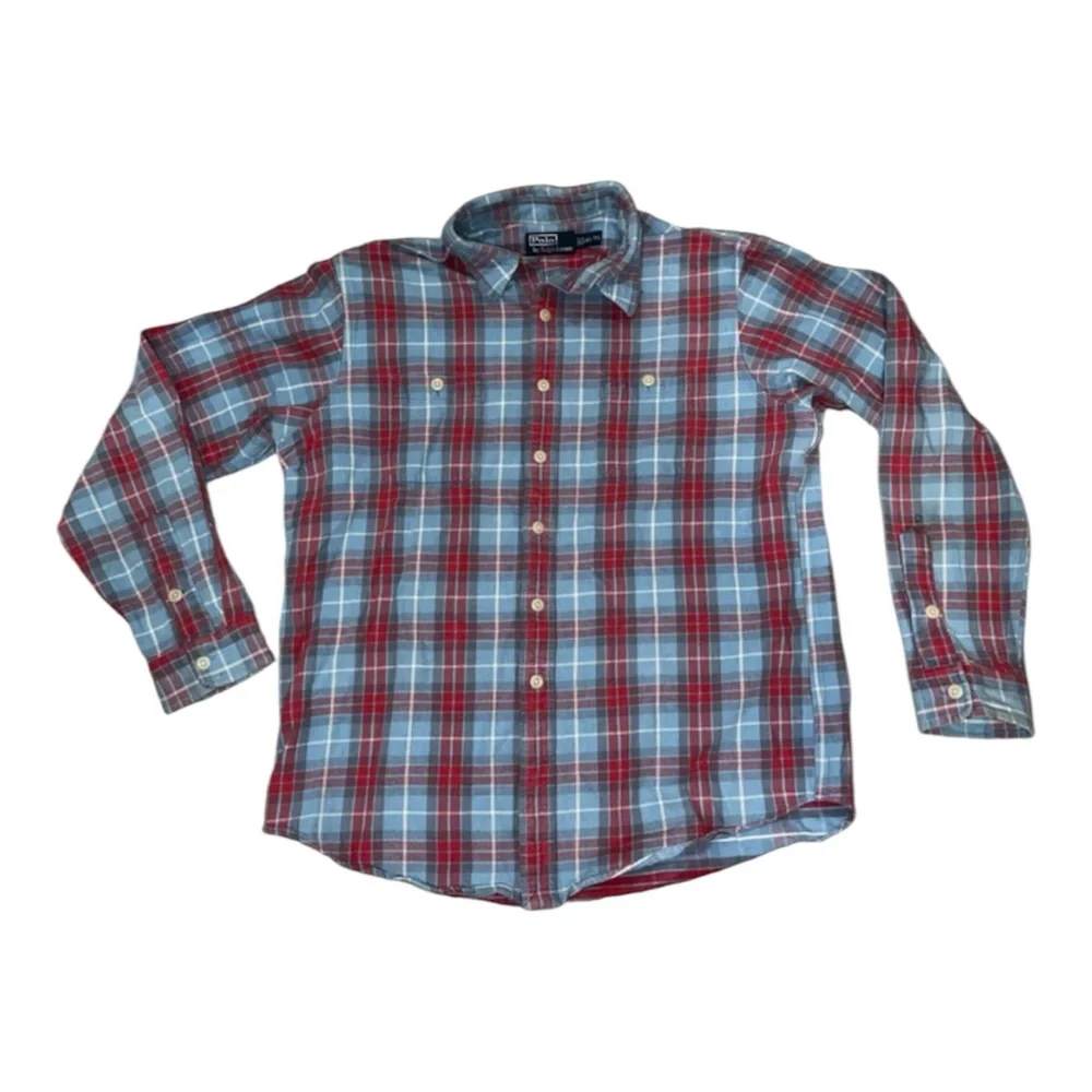 Polo by Ralph Lauren Blue and Red Casual Button Down Shirt